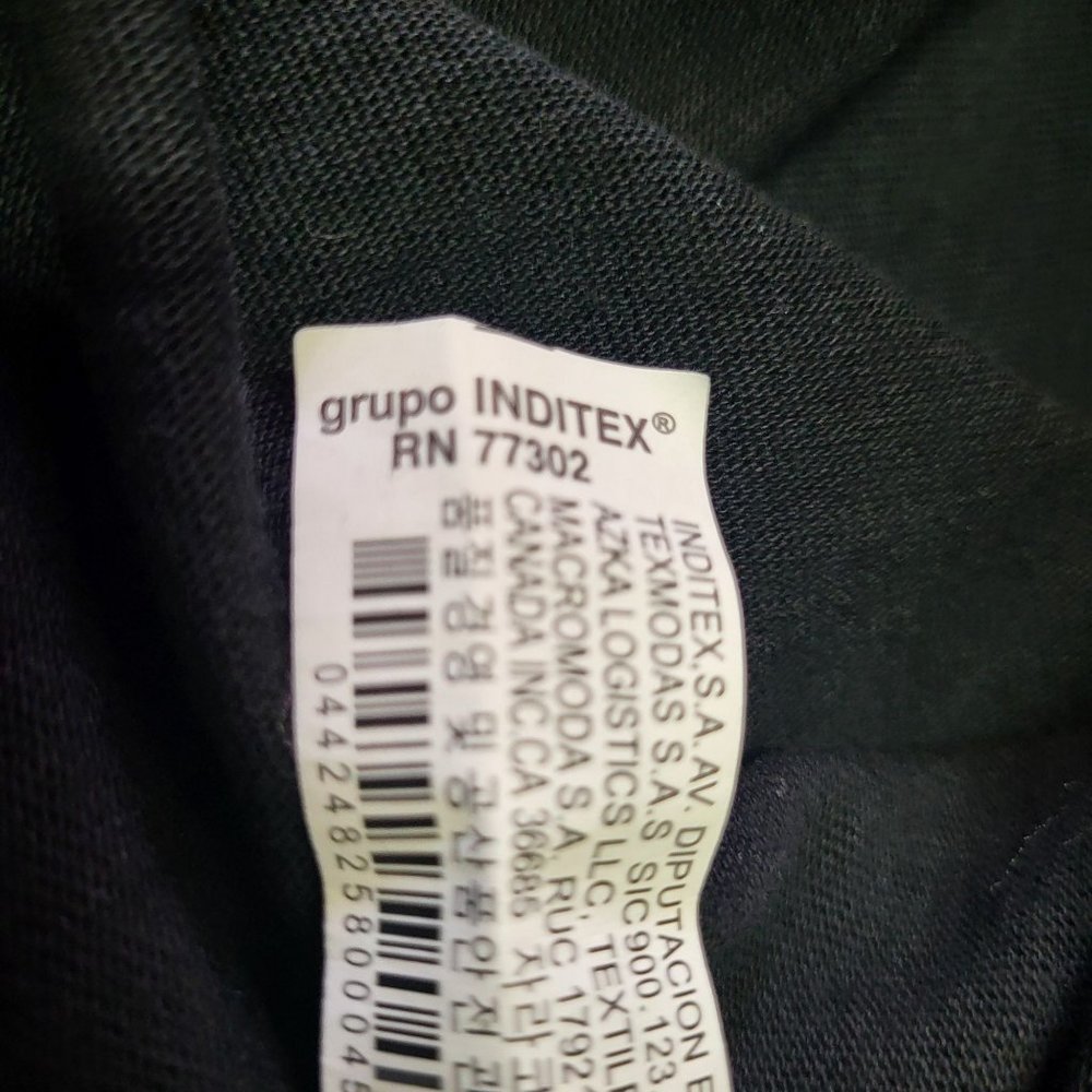 Zara Cropped Polo Women's Size Large Shirt Black Collared Blouse Long Sleeve Top - Picture 7 of 14